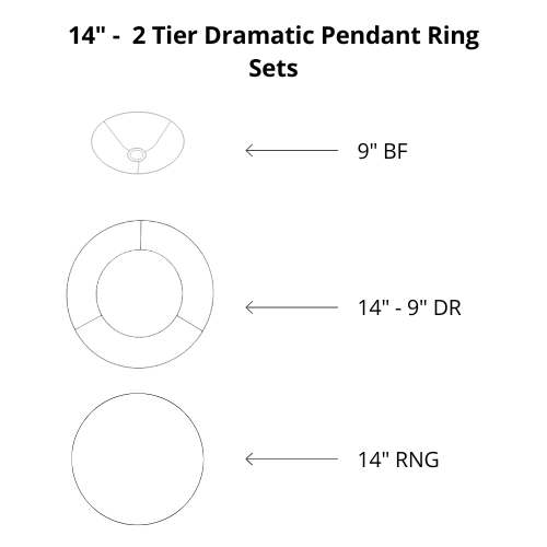 Dramatic Pendant Shade Frame Sets - 2 Tier