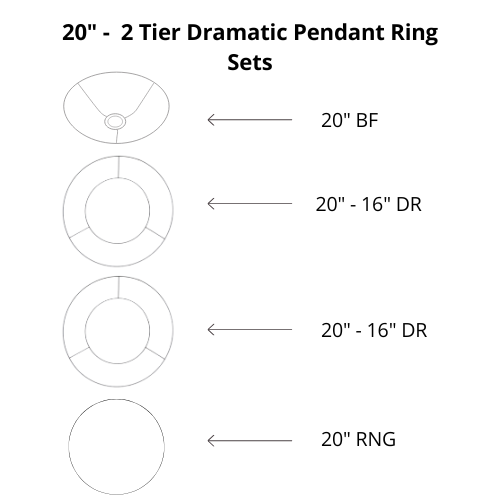 Dramatic Pendant Shade Frame Sets - 3 Tier
