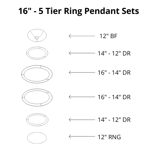 Pendant Shade Frame Sets - 5 Tier