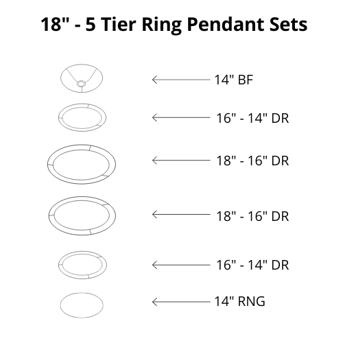Pendant Shade Frame Sets - 5 Tier