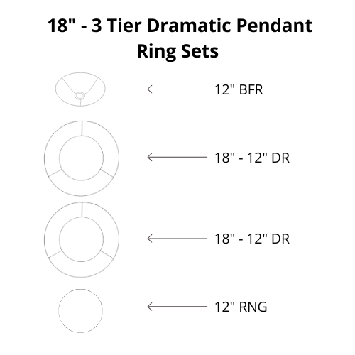 Dramatic Pendant Shade Frame Sets - 3 Tier