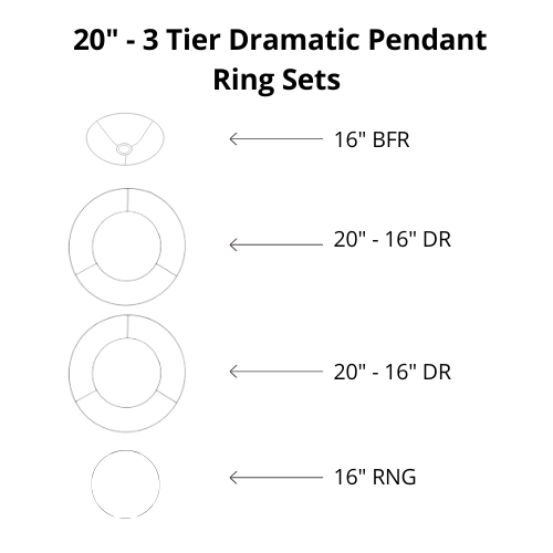 Dramatic Pendant Shade Frame Sets - 3 Tier