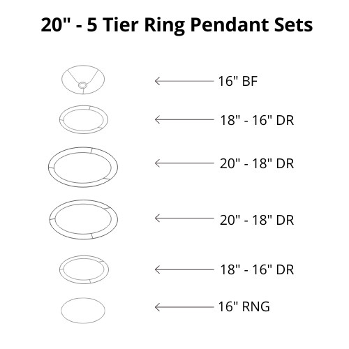 Pendant Shade Frame Sets - 5 Tier