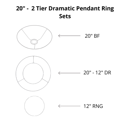 Dramatic Pendant Shade Frame Sets - 2 Tier