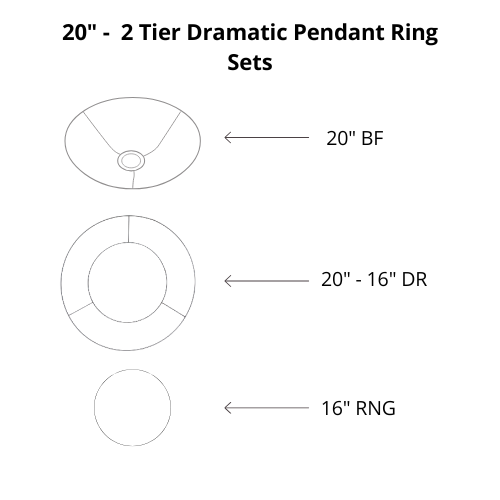 Dramatic Pendant Shade Frame Sets - 2 Tier