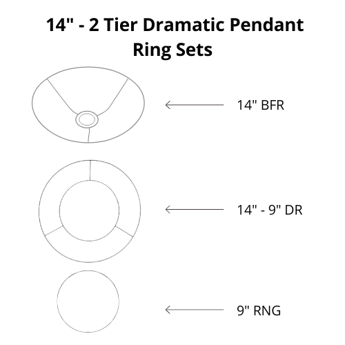 Dramatic Pendant Shade Frame Sets - 2 Tier