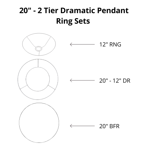 Dramatic Pendant Shade Frame Sets - 2 Tier
