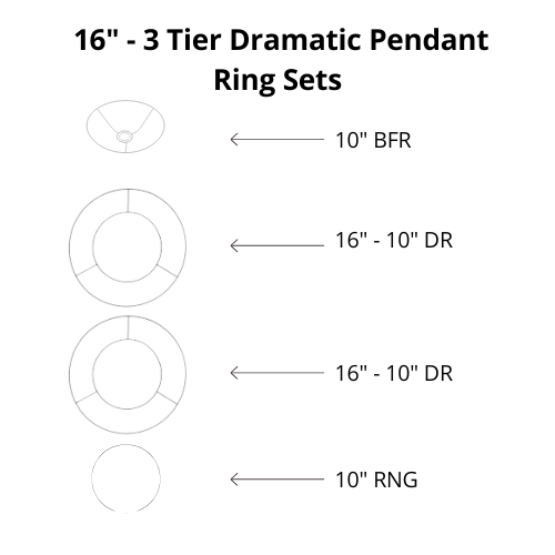 Dramatic Pendant Shade Frame Sets - 3 Tier