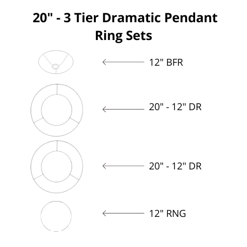 Dramatic Pendant Shade Frame Sets - 3 Tier