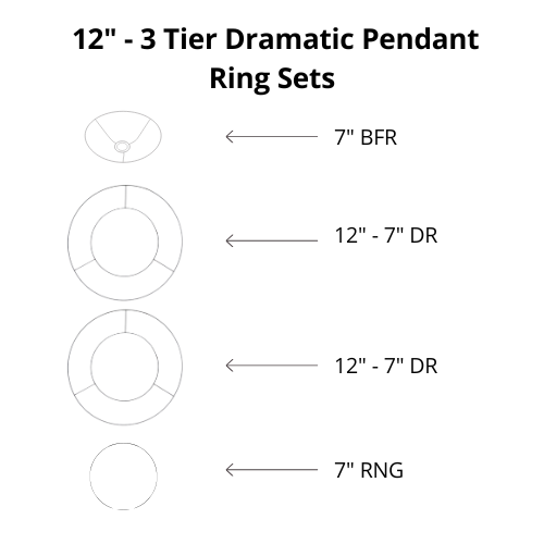 Dramatic Pendant Shade Frame Sets - 3 Tier